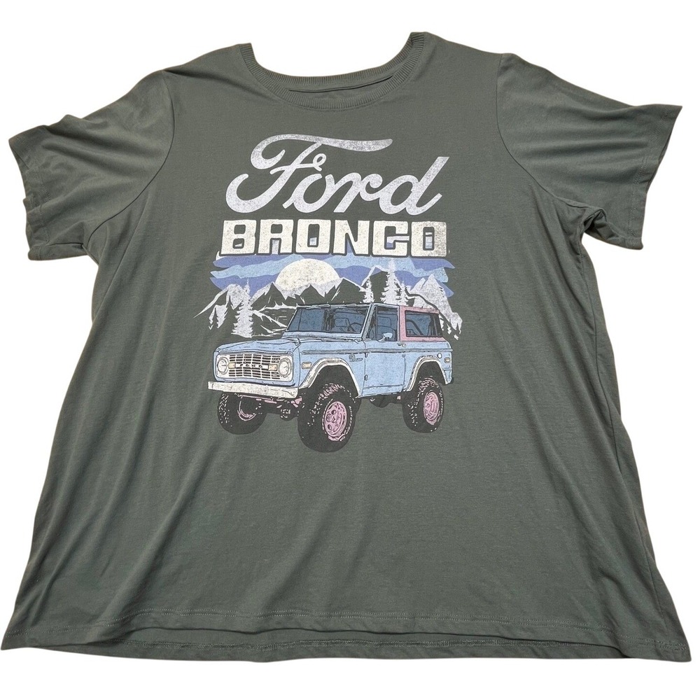 Ford Bronco Graphic Tee‎ Mens 3X Green Off Road Vintage Truck Outdoors Truck
